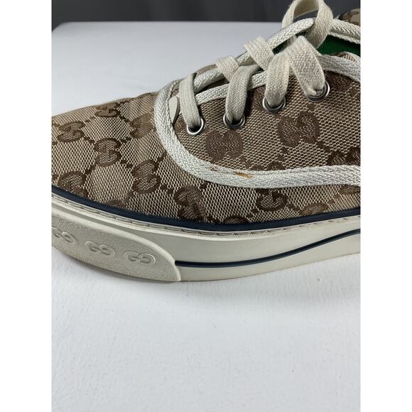 Gucci 'Gg' Brown Textile Tennis Sneakers Size 8 - Picture 10 of 16